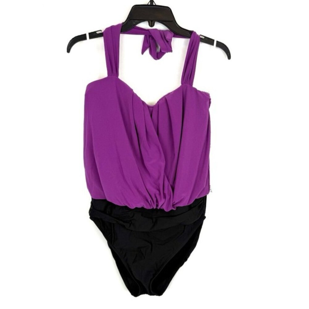 Magicsuit Women’s Purple/Black Slimming One Piece Swimsuit Size 14